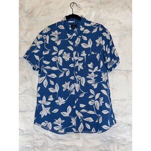 J.Crew Factory  Flex Washed Shirt Men's XL Blue Floral Hawaiian Short Sleeve
